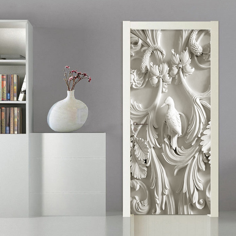 3d stereo fugl grene dør mærkat stue soveværelse hjemme pvc selvklæbende vandtæt tapet dør mærkat