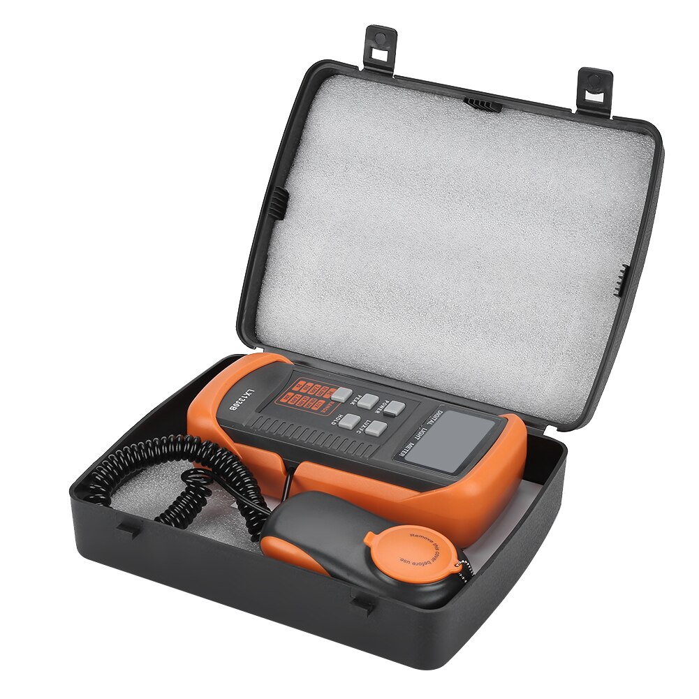 Digital Lux Meter 0.1~200,000Lux LCD Lux/FC Light Intensity Tester Data Hold Peak Reading Hold Accuracy 0.1Lux