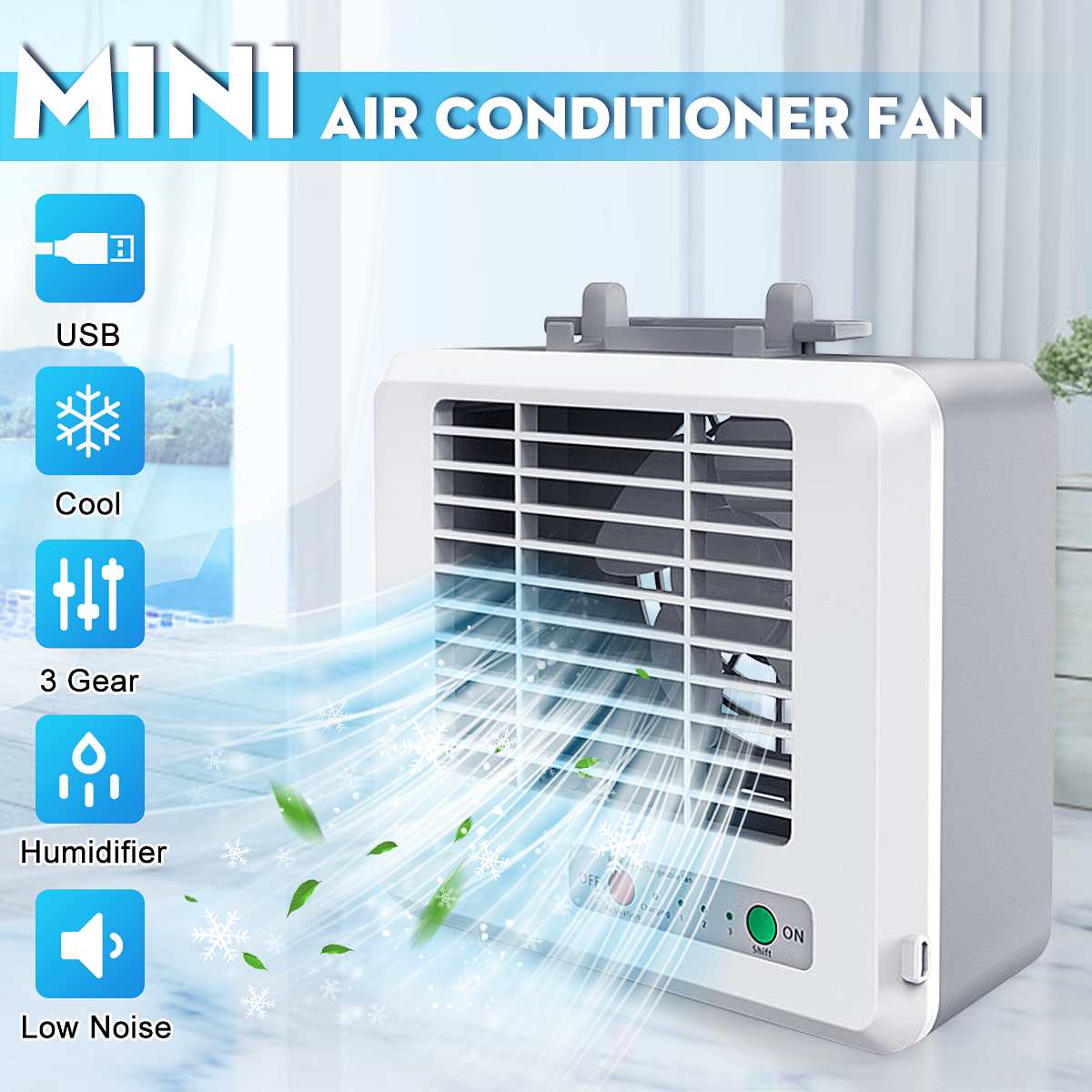 USB Portable Air Conditioner Conditioning Humidifier Purifier Personal Arctics Air Cooler Cooling Fan For Home Office Desk