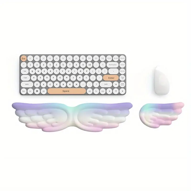 Mechanical Keyboard, Mouse, Wrist Rest, Computer Keyboard, Laptop, Angel Wing, Memory Foam, Mouse Pad Wrist Support: Red
