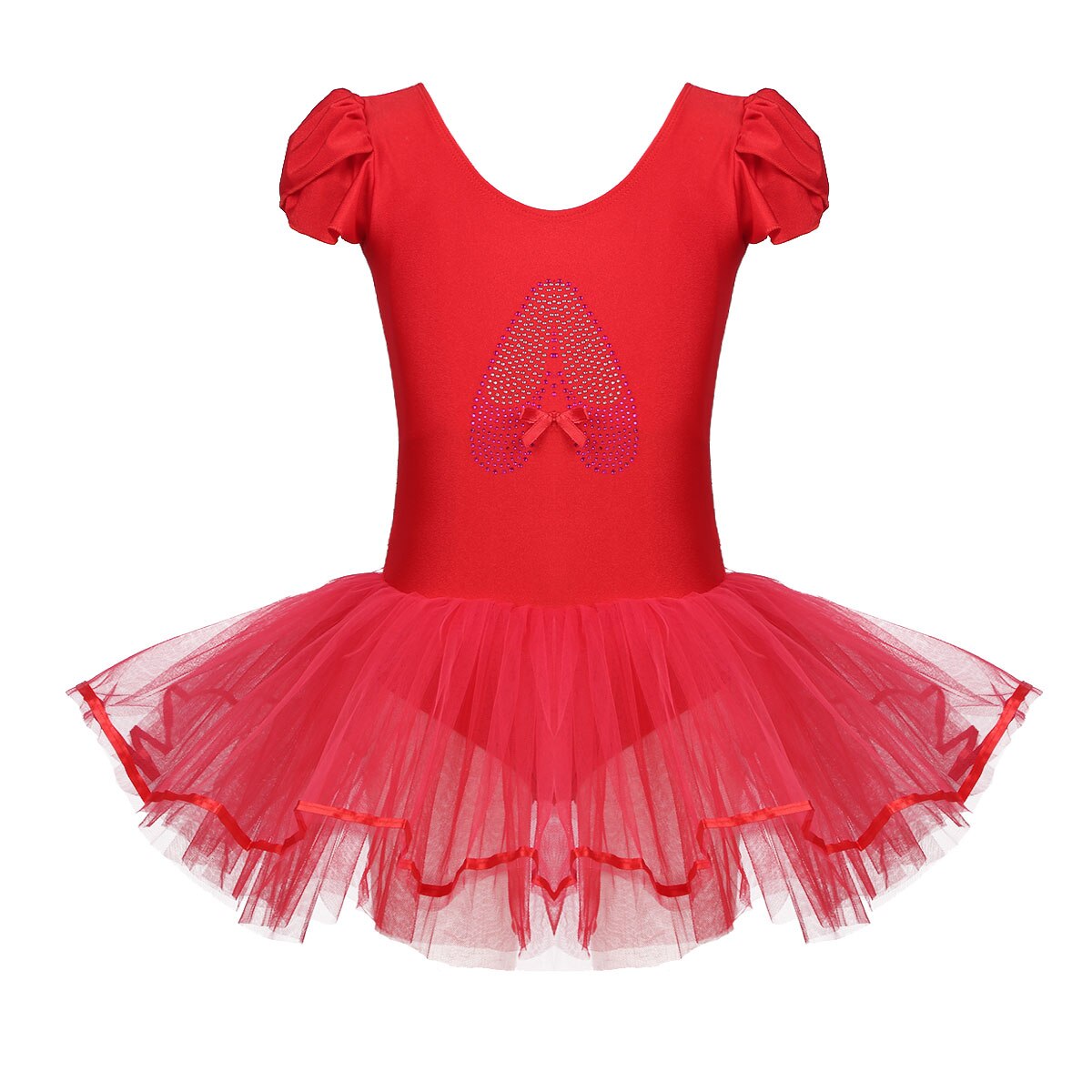 IIXPIN Girls Ballet Tutus Fairy Dance Ruffled Cap Sleeves Sequined Ballerina Shoe Ballet Dance Gymnastics Leotard Tutu Dress: Red / XXXL