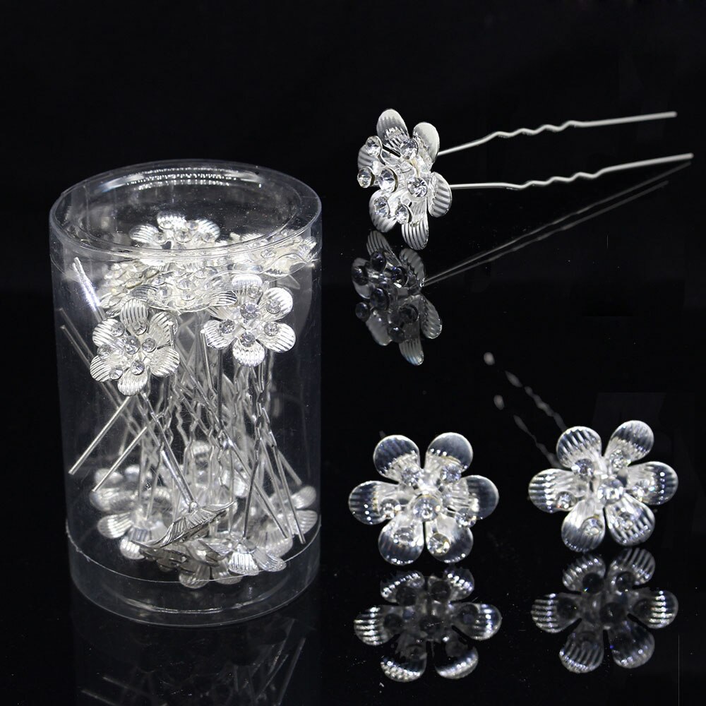 AINAMEISI 20PCS di Cerimonia Nuziale di Modo Dei Monili Dei Capelli Da Sposa a forma di U Forcelle Delle Donne Del Fiore Del Rhinestone Accessori Per Capelli All'ingrosso: 6