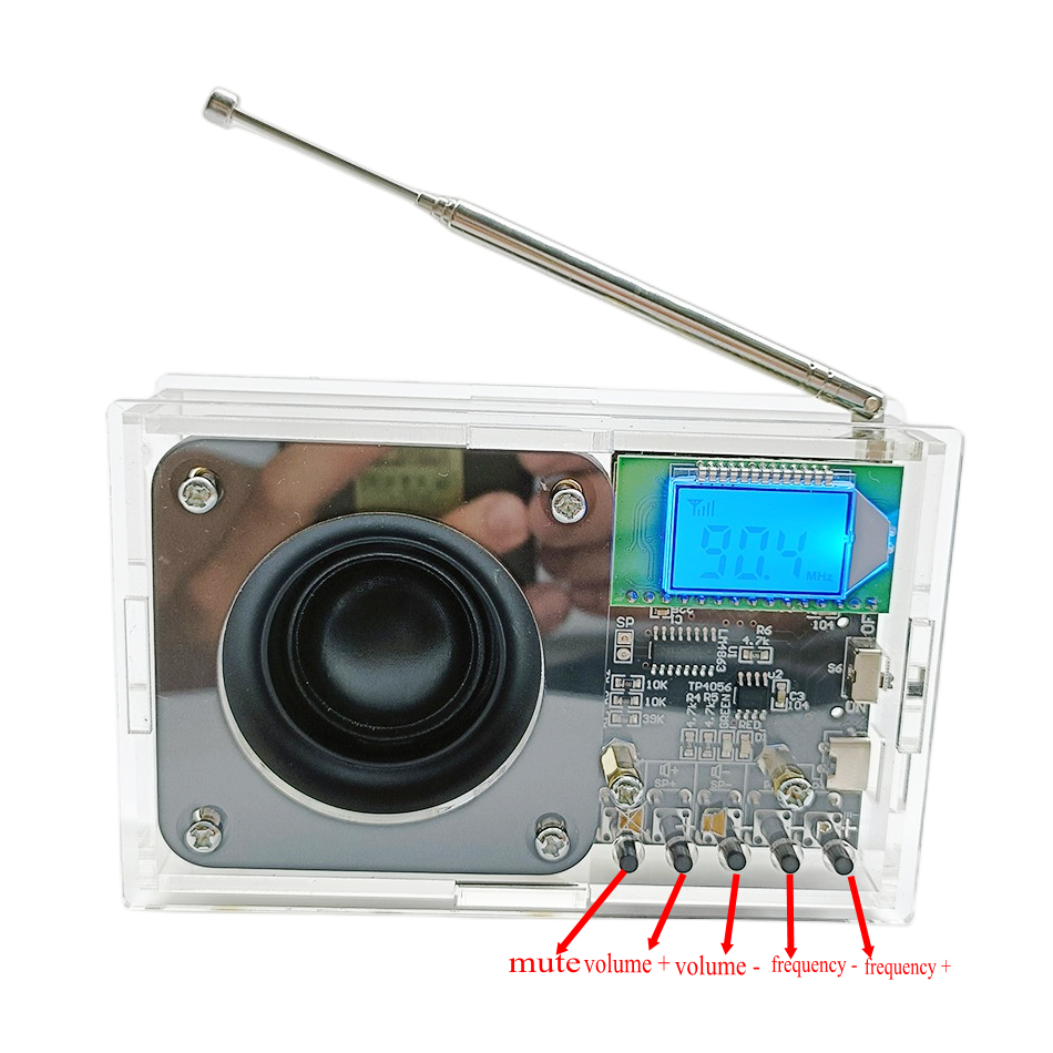 Recarregável DIY Kit Eletrônico, DSP, Rádio FM Módulo Receptor, 76-108MHz, Kit de Rádio Speaker, Modificação de Frequência, Display LCD
