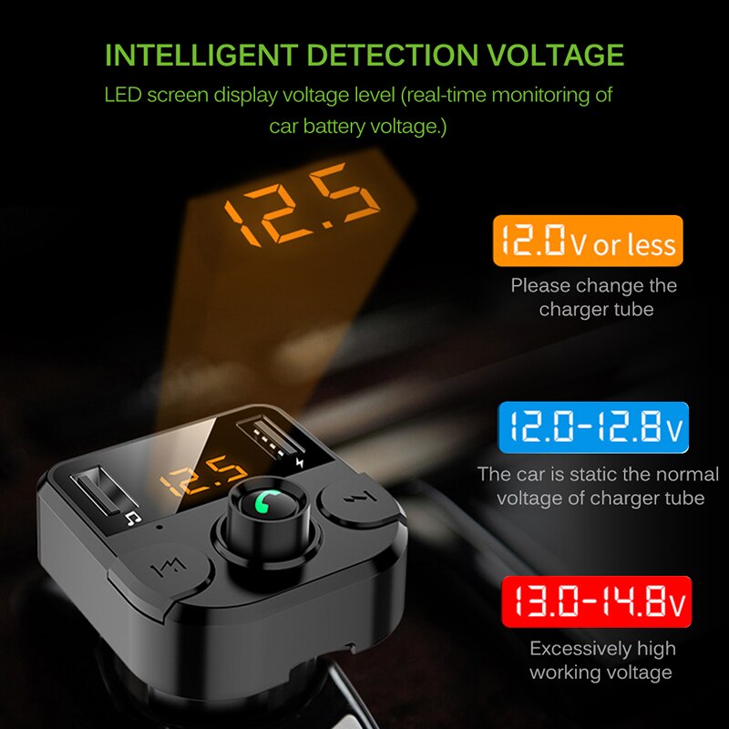 Onever-transmisor Fm para coche con Bluetooth 4.6A, reproductor MP3 LCD, Kit de coche receptor inalámbrico, USB rápido, manos libres, cargador, modulador FM