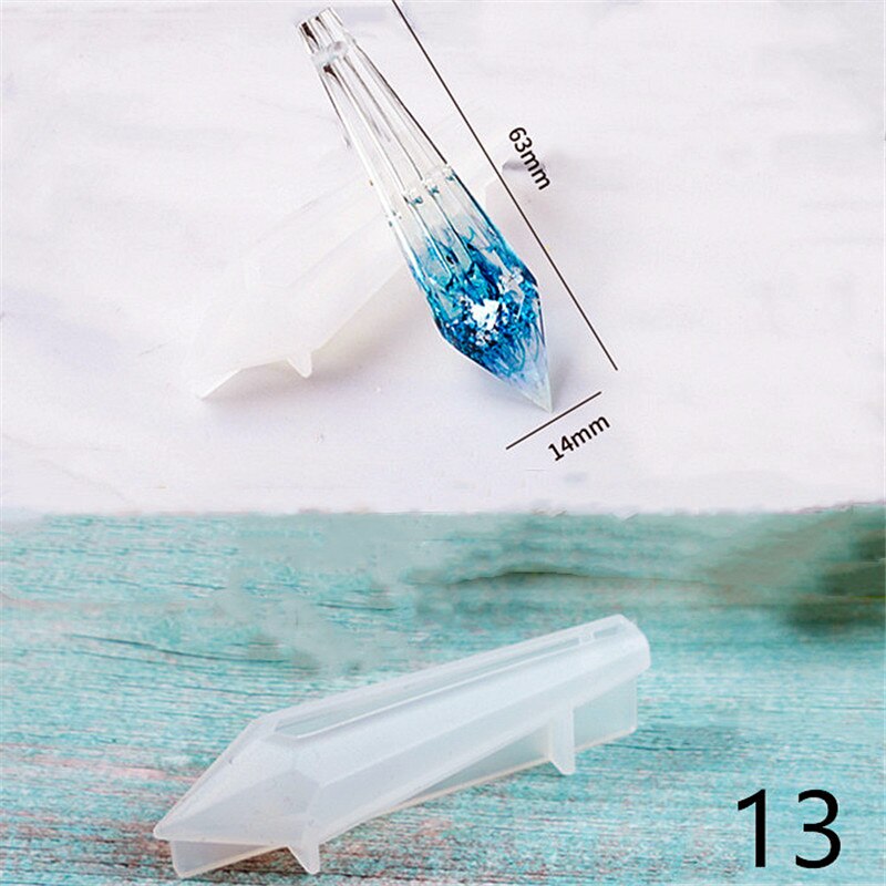SNASAN Crystal pendulum wisiorek z otworem silikonowe formy narzędzie jubilerskie żywica epoksydowa UV formy suszony kwiat żywica dekoracyjne rzemiosło: 13
