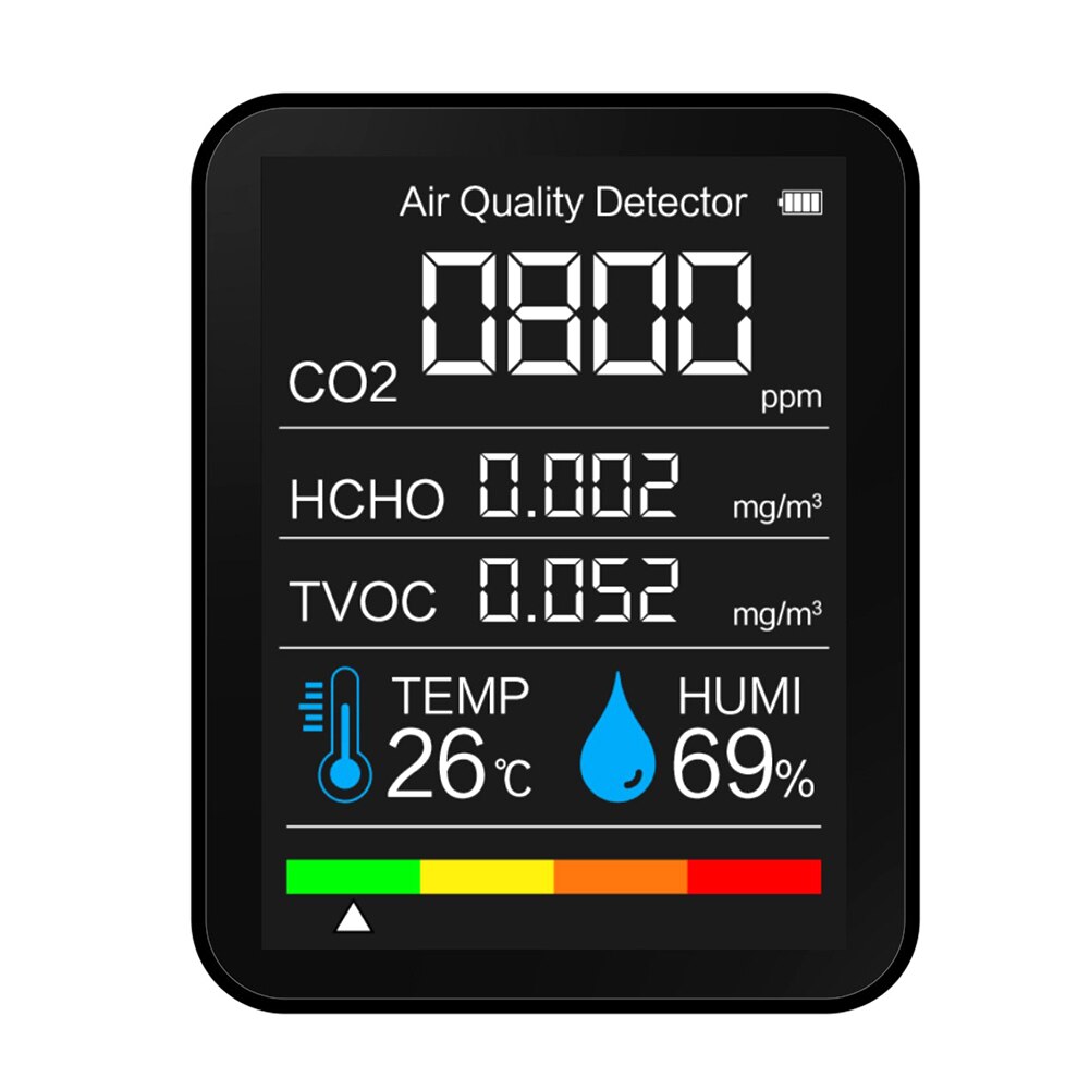 3-in-1 Intelligent Carbon Dioxide Detector Lightweight Measuring Tool Indoor Air Monitor Thermometer Hygrometer: green