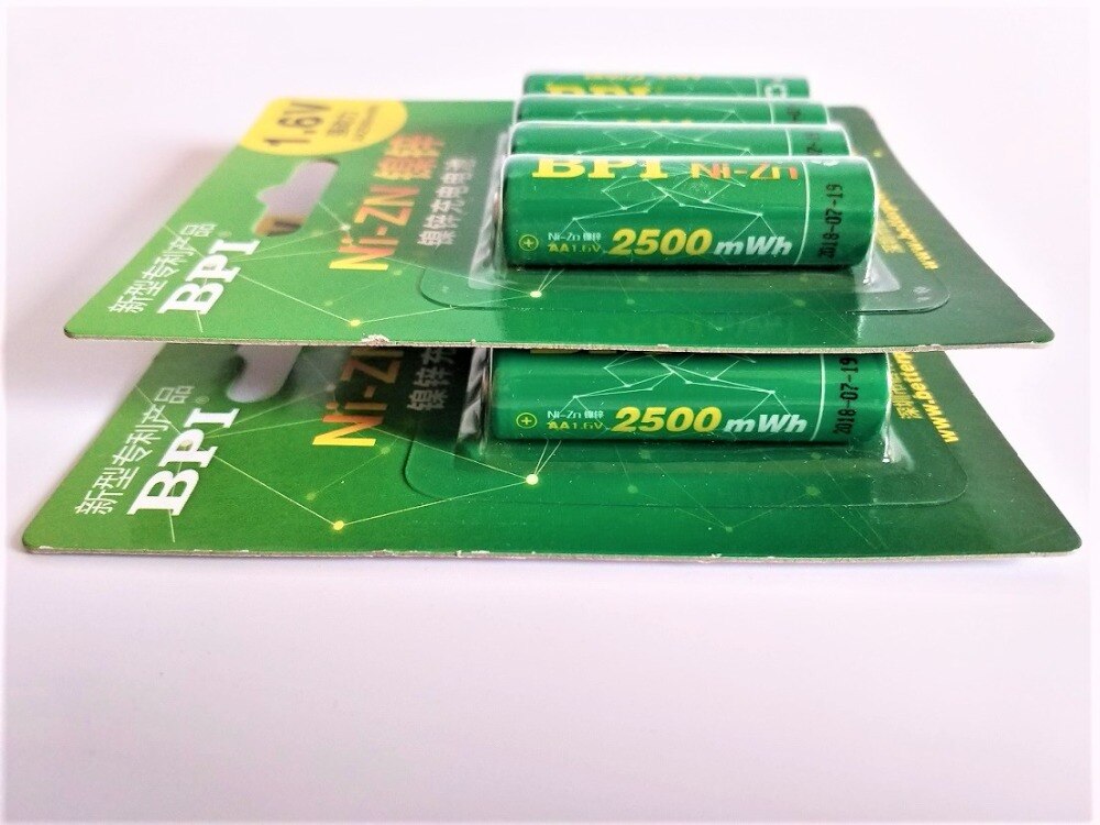 8PCS NIZN AA Rechargeable Battery 2500mWh 1.5V 1.6V Ni-Zn AA