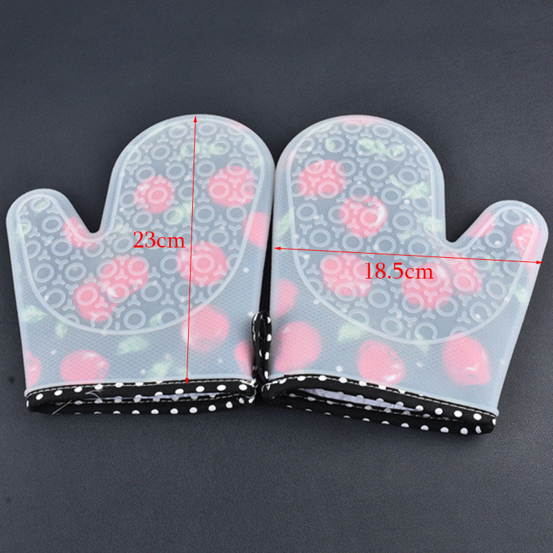 Guantes de Silicona para Cocina, Manoplas Estampadas, Resistentes al Calor, más Gruesas, apto para Microondas, 2 Uds.: shortblack