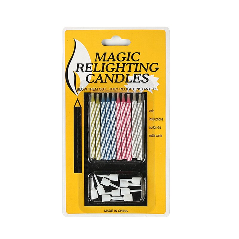 10pcs Magic Props Candle And Base Fun Relighting Candles Birthday Cake Wedding Part Joke For KidsTrick Relighting Candle: Default Title