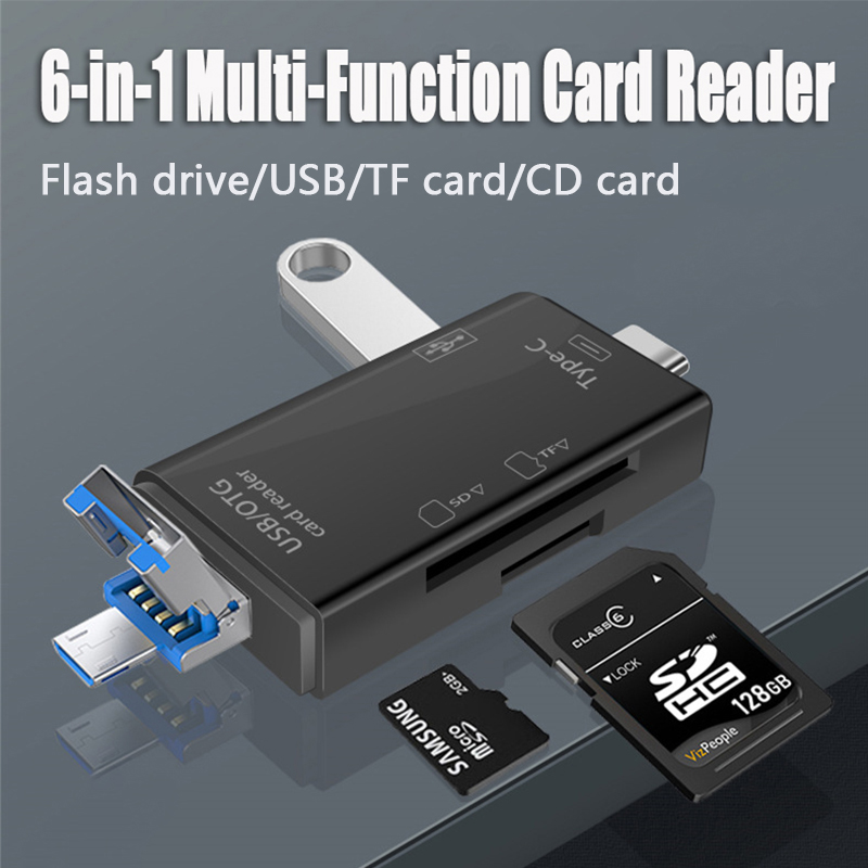 USB 2.0 6 in 1 Card Reader Flash Drive Micro USB TF/SD Card Reader Mobile Phone OTG Adapter Laptop Accessories