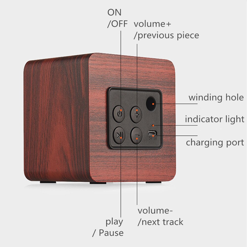 HYASIA Portable Mini Speaker Bluetooth4.2 Wireless Speaker Wooden Outdoor Subwoofer Bass SoundBox Music for Smartphone Tablet PC