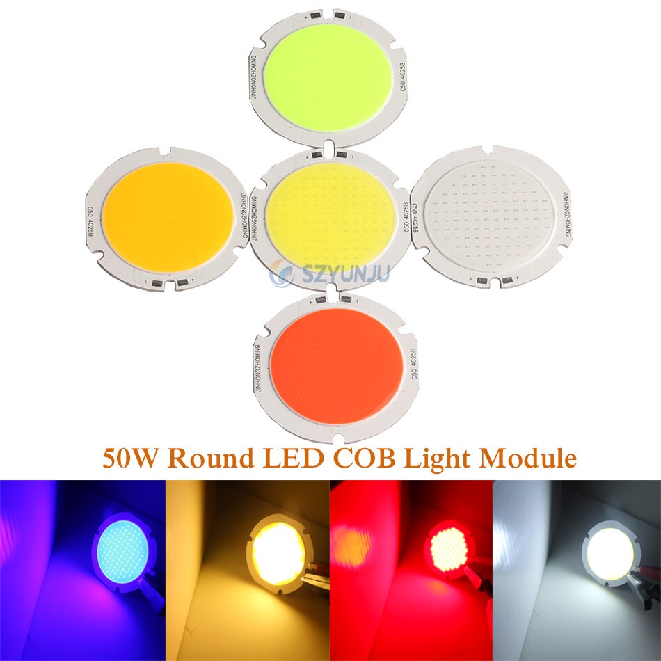 50 Mm Ronde 12V Rgb Led Cob Licht Chip On Board 50W DC12V Lamp Led Rood Grenn blauw Wit Voor Decor Verlichting