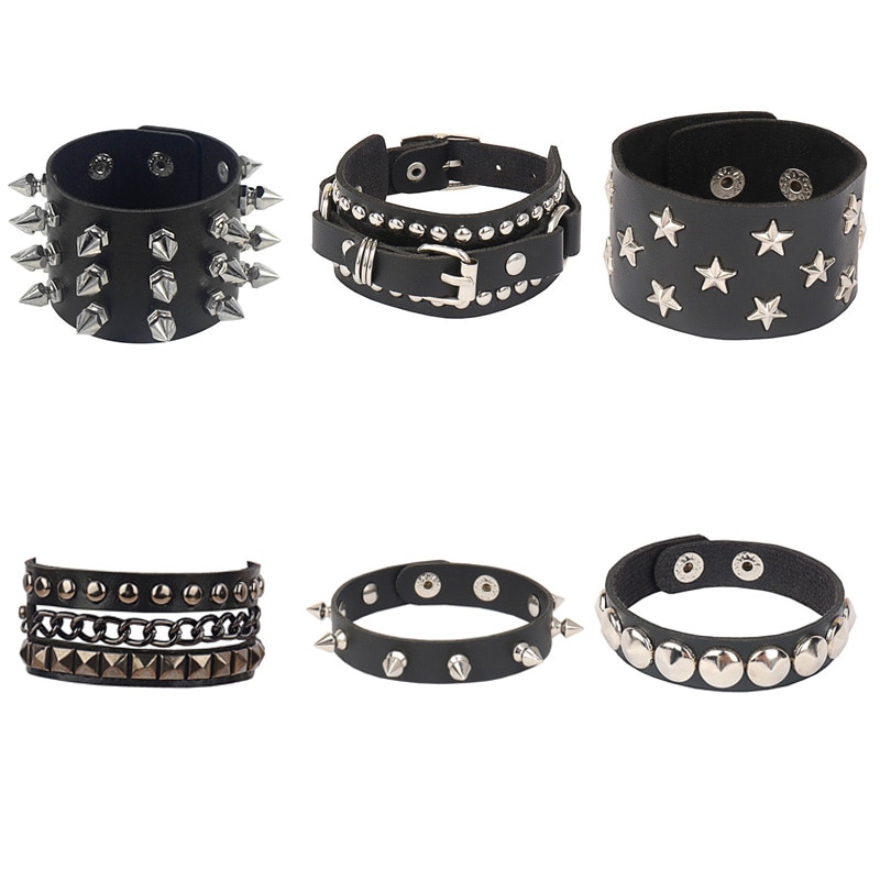 Punk Gothic Stijl Ring Armband Verstelbare Persoonlijkheid Sieraden Met Ketting En Studs Gemaakt Van Pu Leer Gothic Rock Punk Cosplay Armband Voor Halloween Rekwisieten Kostuum Accessoires (Zwart, 2st Punk Gothic Stijl Ring Armband Verstelbare Persoonlijkheid Sieraden Met Ketting En Studs Gemaakt Van Pu Leer Gothic Rock Punk Cosplay Armband Voor Halloween Rekwisieten Kostuum Accessoires (Zwart, 2st
