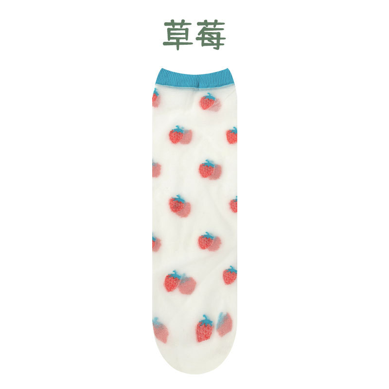 Calzini di cristallo del fumetto del bambino estate trasparente embroidory ragazzi ragazze calzini resistenti all'usura carino ultra-sottile bambino bambini kawaii calzino: Beige