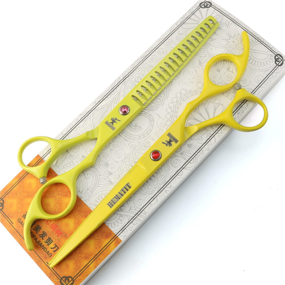 7 inch pink family hairdressing scissors hair scissors Japan 440C cutting and Thinning scissors set