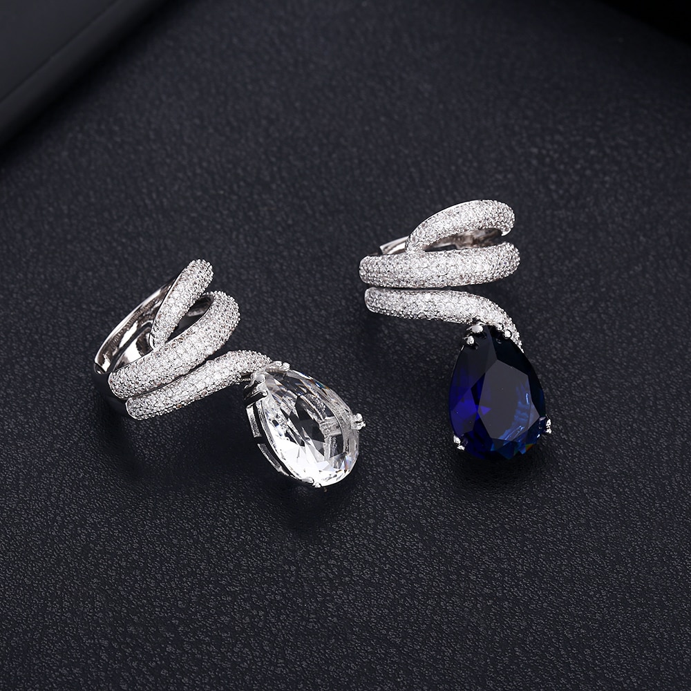 JaneKelly Water Vorm Open Ring - Zirconia Pavé Zetting - Dames Trouwring Accessoire