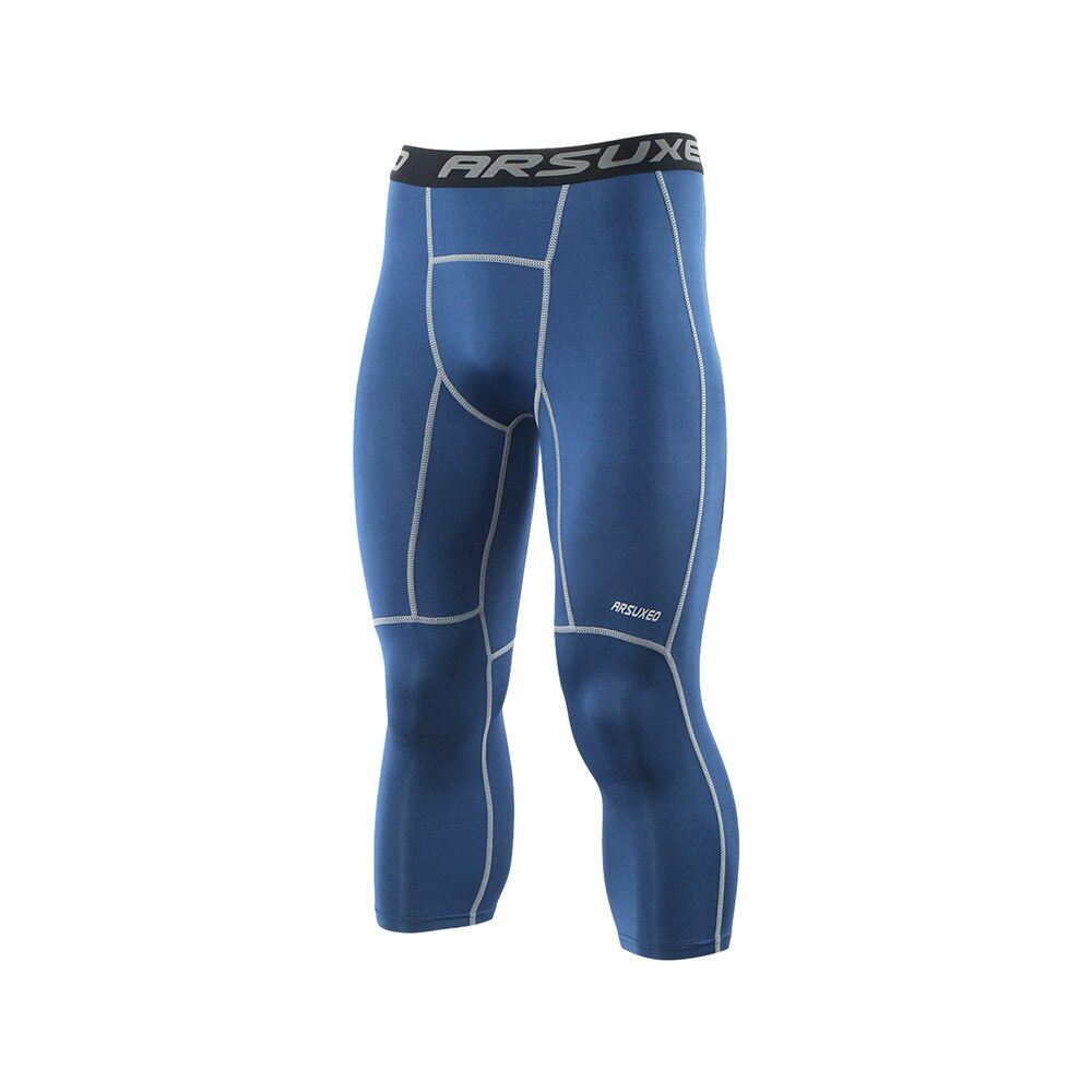 ARSUXEO Men's 3/4 Compression Tights - Running, Fitness, Training Activewear