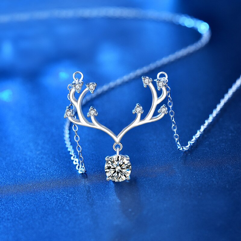 Real 1 carat moissanite pendant necklace for women, top 100% 925 silver wedding party fine jewelry