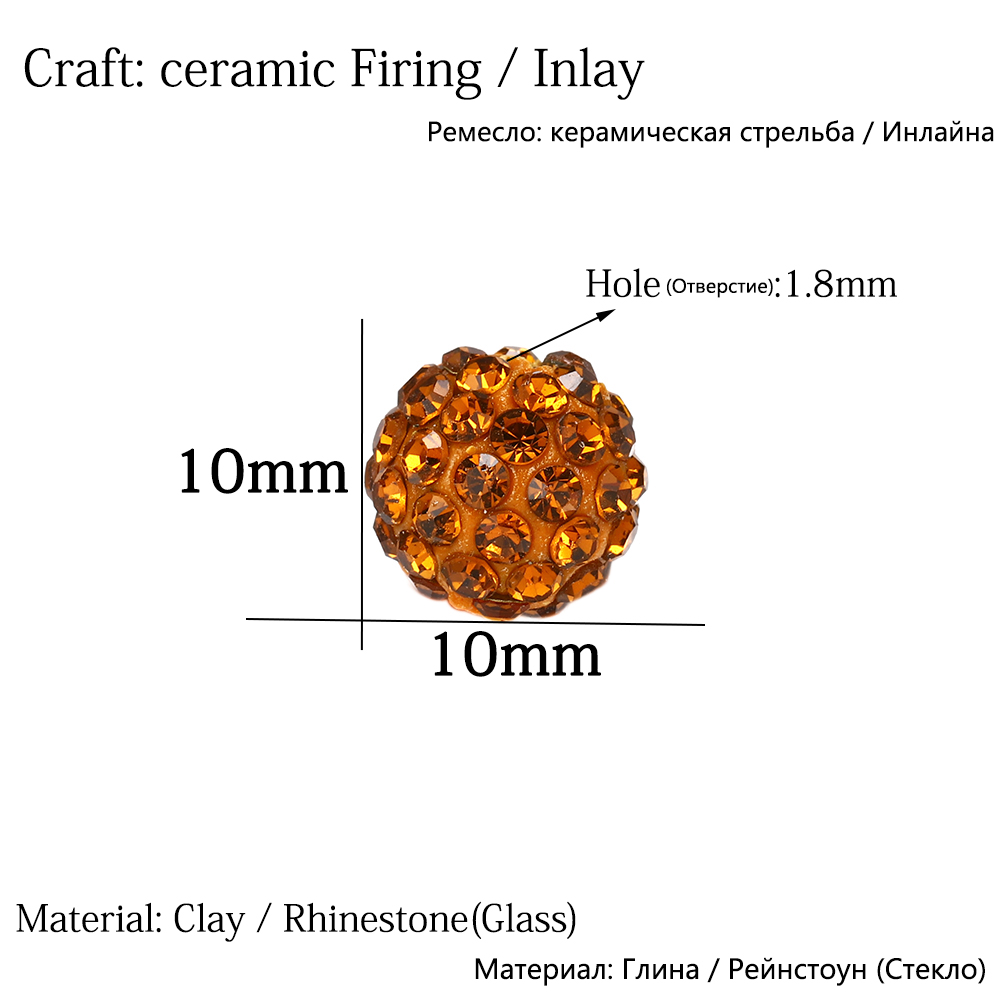 10Pcs 10Mm Disco Ball Ronde Kristallen Steentjes Losse Spacer Charm Kralen Voor Diy Sieraden Maken Accessoires