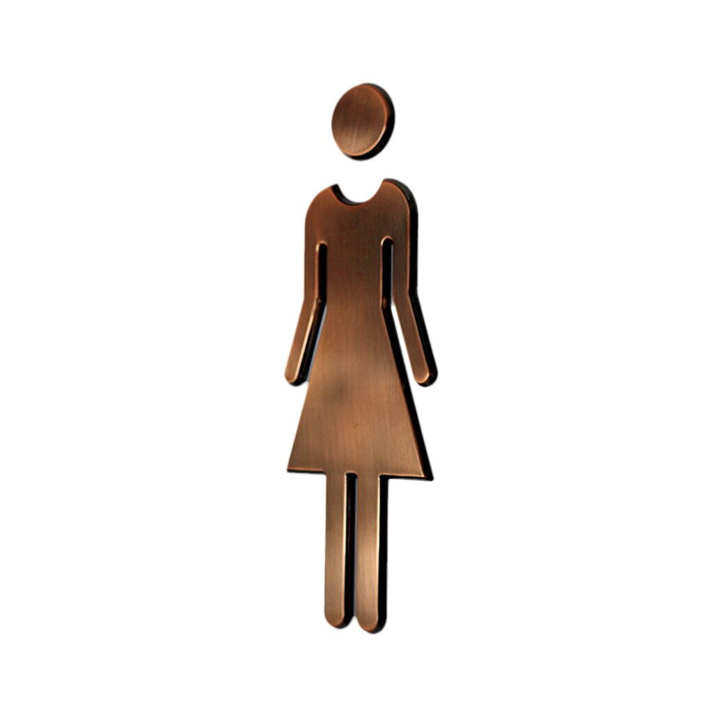 Man&Woman WC Stickers Toilet Signs Restroom Washroom Signage Plaque Bronze