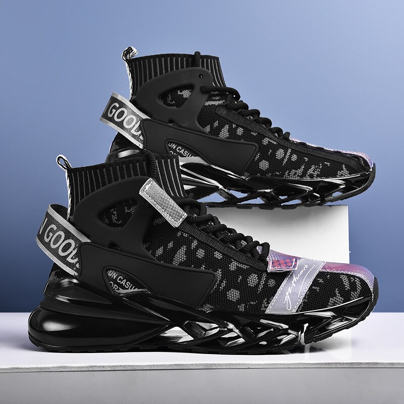 Nowe ostrze buty mężczyźni komfortowe światło TPU trampki mężczyźni Popcorn za kolana najlepsze trampki męskie buty trekkingowe Zapatos Hombr