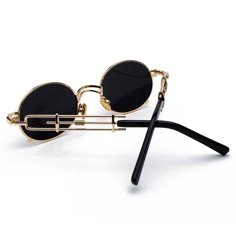 Peekaboo retro steampunk sonnenbrille männer runde Jahrgang metall rahmen Gold schwarz Oval sonne gläser für frauen roten männlichen