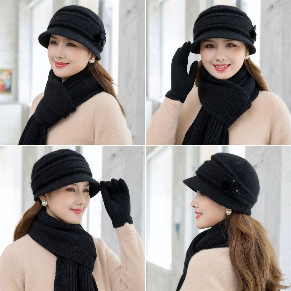 2/3pcs/Set Ladies Warm Thick Women Hat Scarf Set Knitted Beanies Caps Winter Hats Knitted Gloves Winter Hats