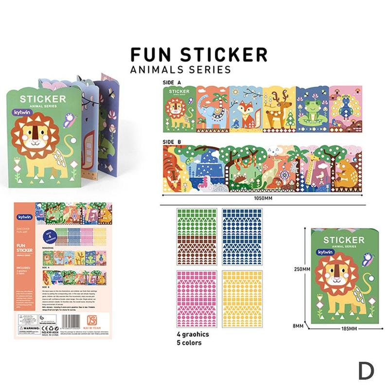 Rompecabezas de dibujos animados para niños, libro de papiroflexia, juguete de arte Hecho A Mano, doble cara, Animal, , patrón de Origami, S5K5: Sticker 