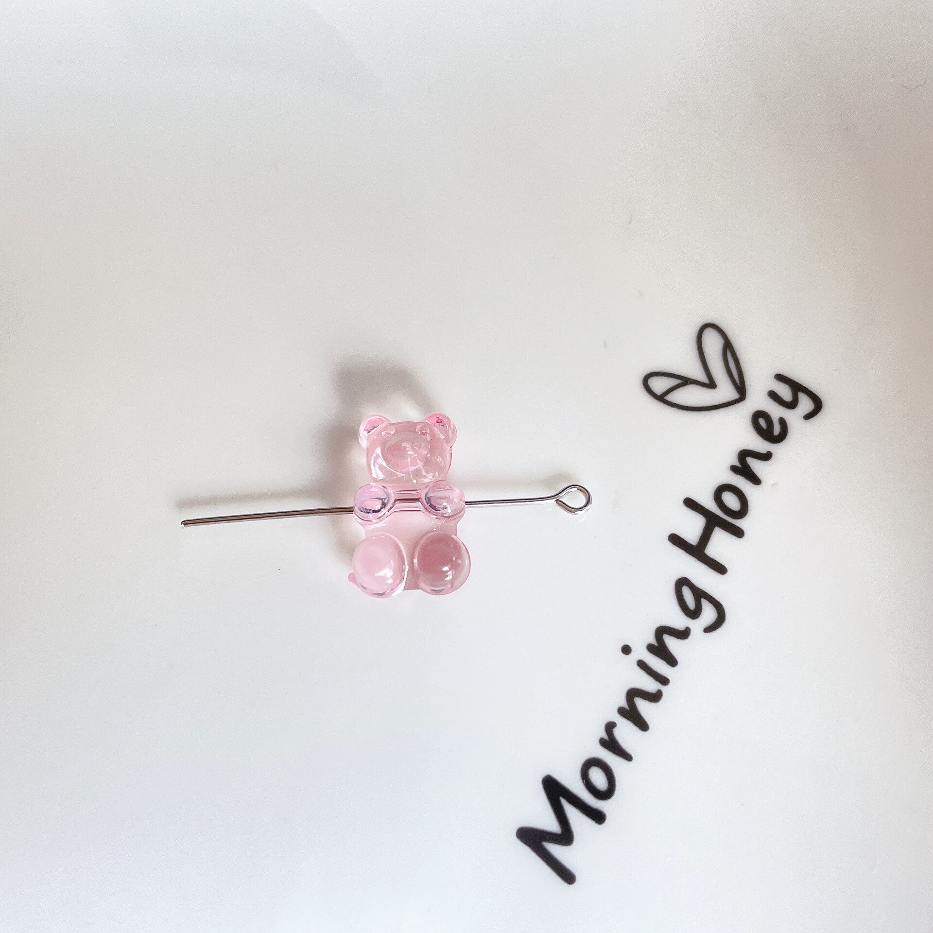 Rainbow Kleurrijke Leuke Gummy Bear Acryl Kralen Voor Sieraden Maken Ketting Armband Oorbellen Beren Kerstcadeau Kruis Gat: 14mm / GRIJS