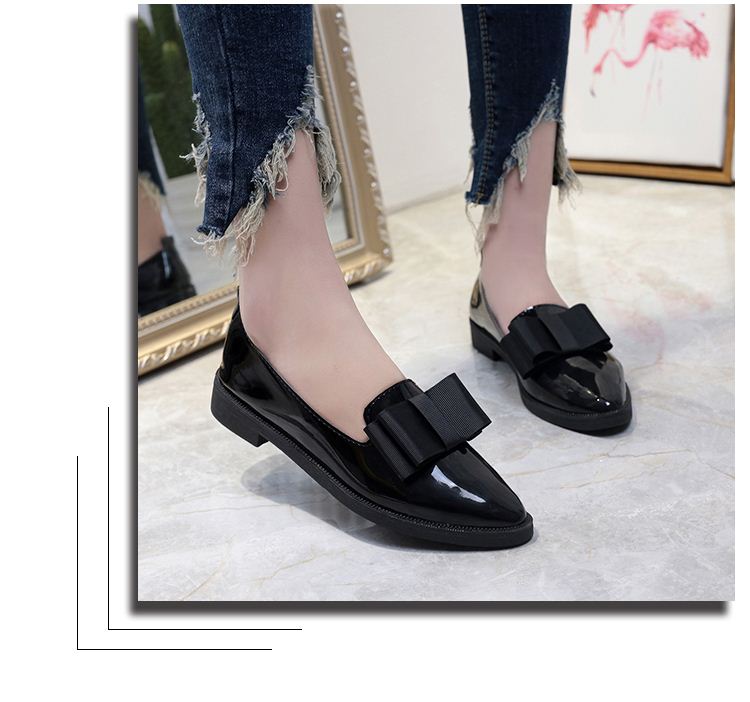 Dam promenadskor klassiska spetsiga tå svarta oxford skor för kvinnor lägenheter bekväma slip on kvinnliga utomhusskor för damer