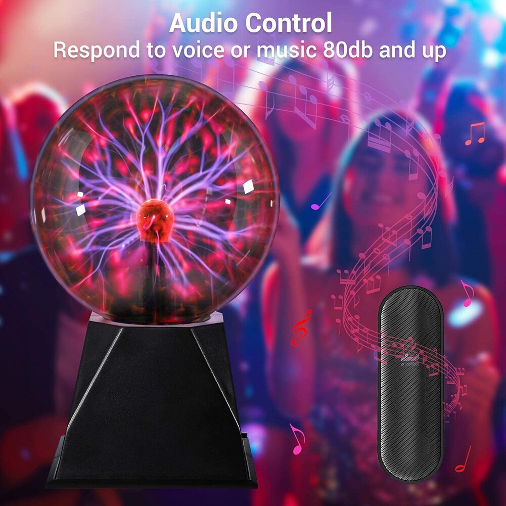 Plasma Ball Light Sphere USB Rechargeable Lamp Voice Touch Control Christmas Festival Lighting Decoration