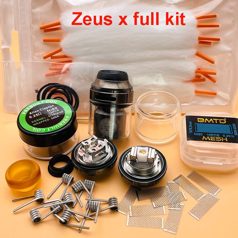 DSXvape zeus x rta zeus x mesh rta atomizer 3.5ml/4.5ml 25mm Ni80 dual coil with mesh deck rebuildable tank vape vaporizer: Gun Full kit