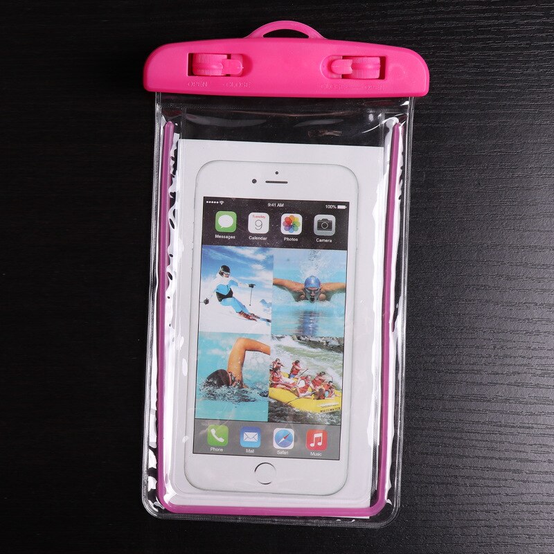 Swimming Bags Waterproof Bag with Luminous Underwater Pouch Phone Case For iphone xr 6 6s 7 8 plus universal all models 6.5 inch: rose