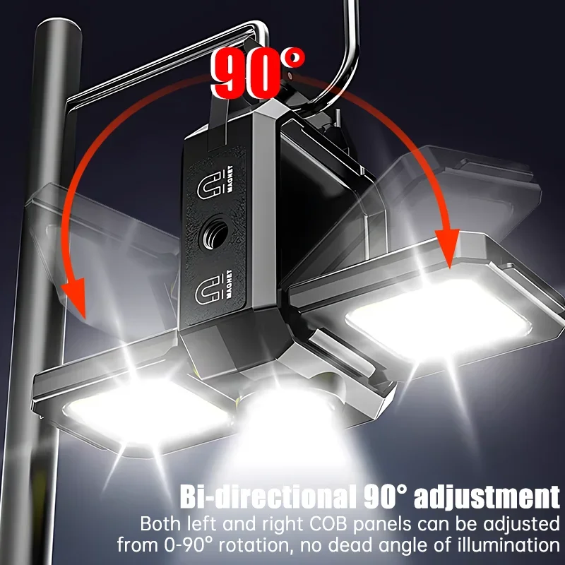 Mini-zaklamp sleutelhangerlicht COB-werklamp USB oplaadbare lamp met 90 ° Opvouwbare zijlichten Superheldere draagbare lantaarns