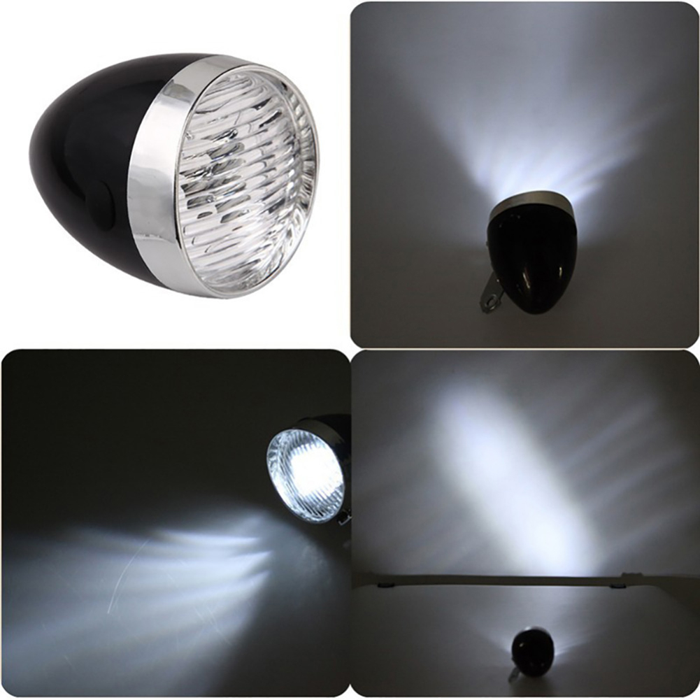 Night Riding Safety Warning Light Retro Bicycle Front Lamps ABS 3LED Battery Powered Bike Headlights Riding Accessories