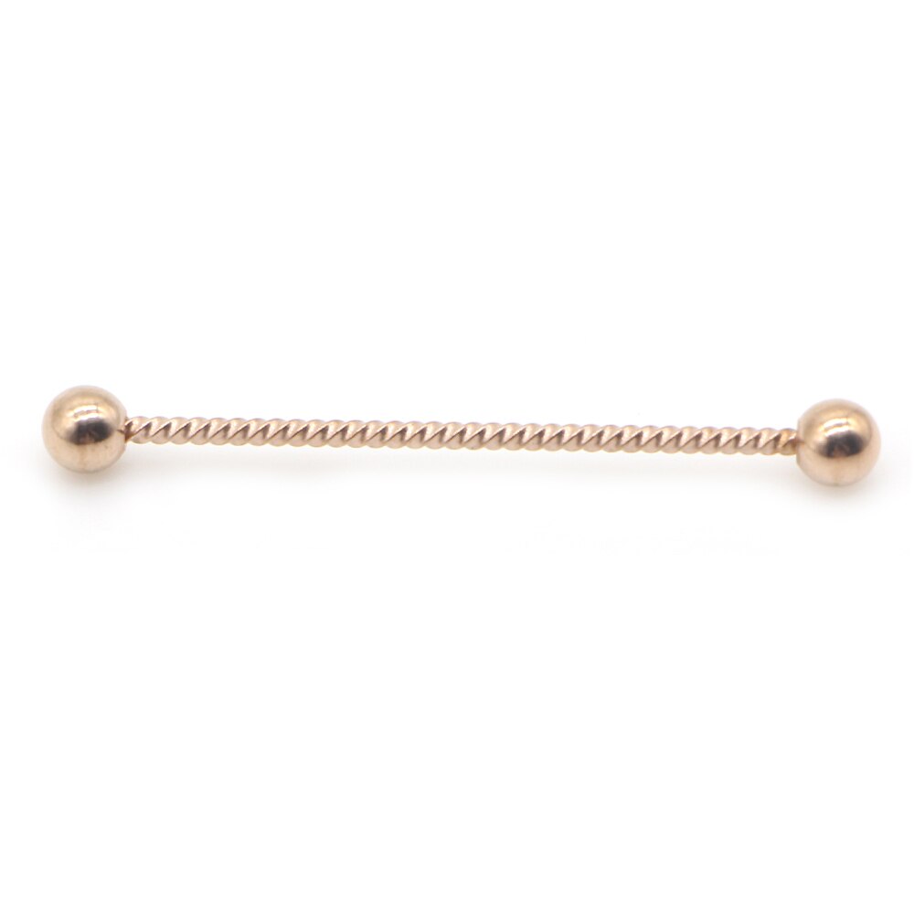 14G 1pc Stainless Steel Industrial Barbell Earrings Twisted Matte Rainbow Ear Cartilage Helix-Conch Piercing Jewelry: Style B-Rose Gold