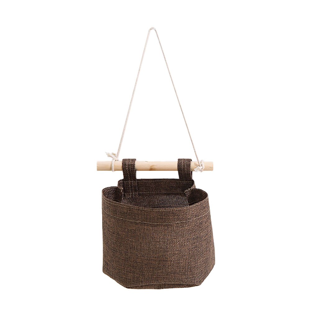 Wall Door Hanging Wardrobe Storage Bag Stackable Organizer Flower Pot Sundries Container Magazine Pockets Bedroom Supplie: brown / Two layers
