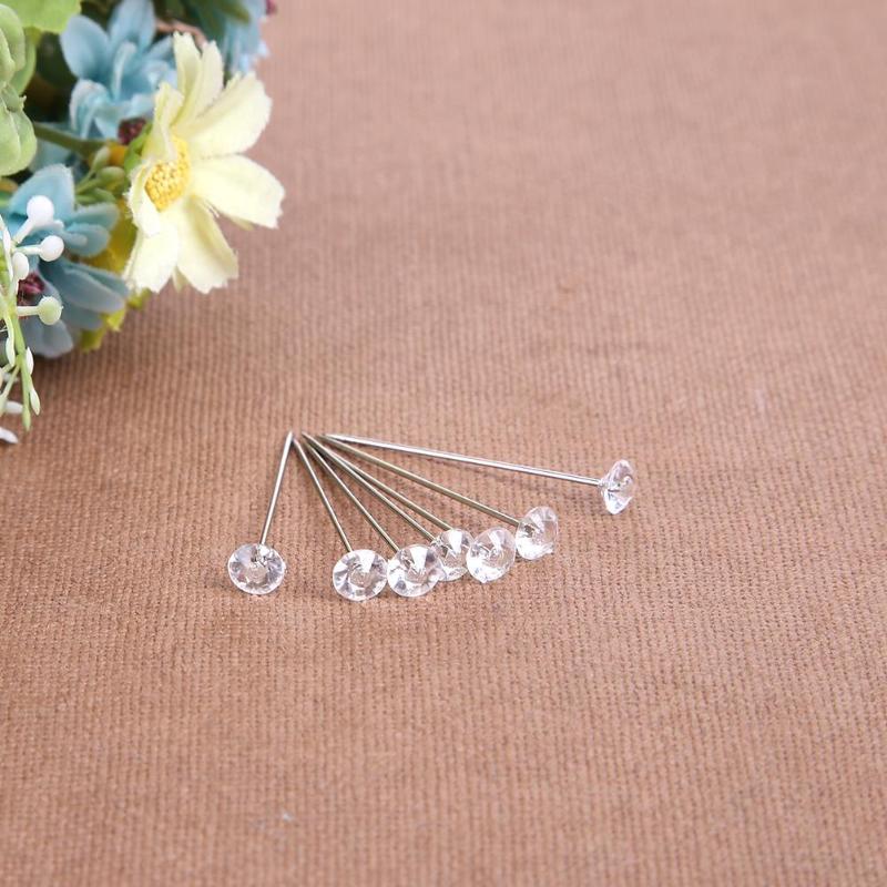 100pcs 6x40mm Big Head Pin Imitation Diamond Head Sewing Positioning Pins Stitching Needles DIY Dressmaking Tools