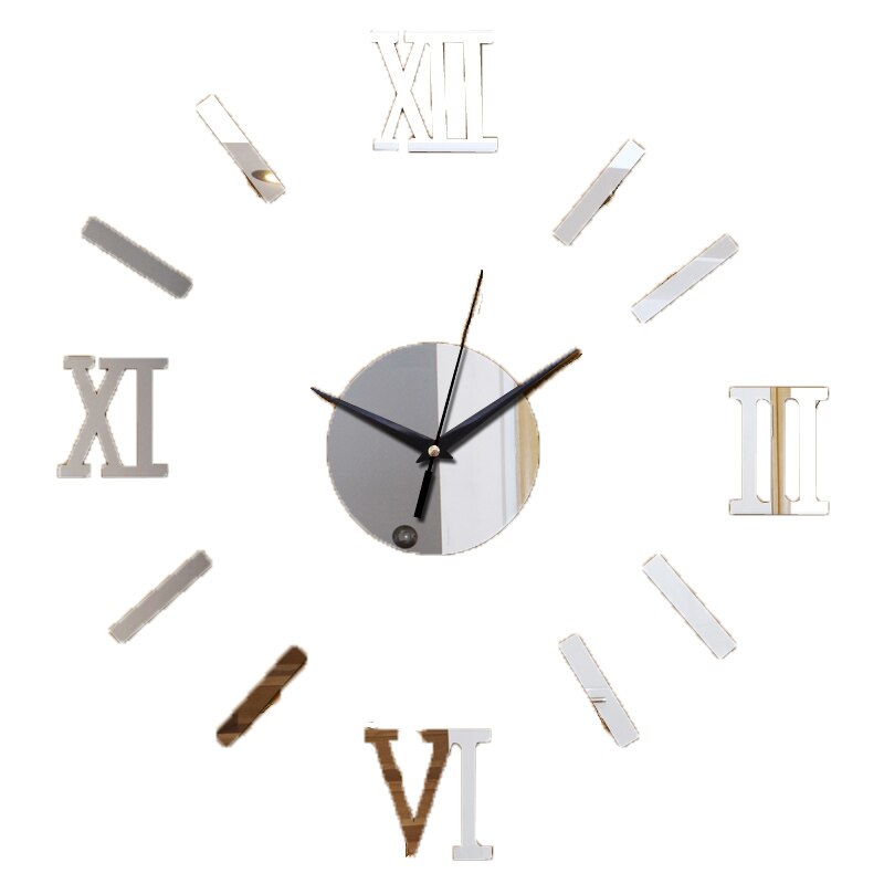 wall clock large decorative wall clocks home decor diy clocks living room reloj mural sticker: DIY-155 Silver
