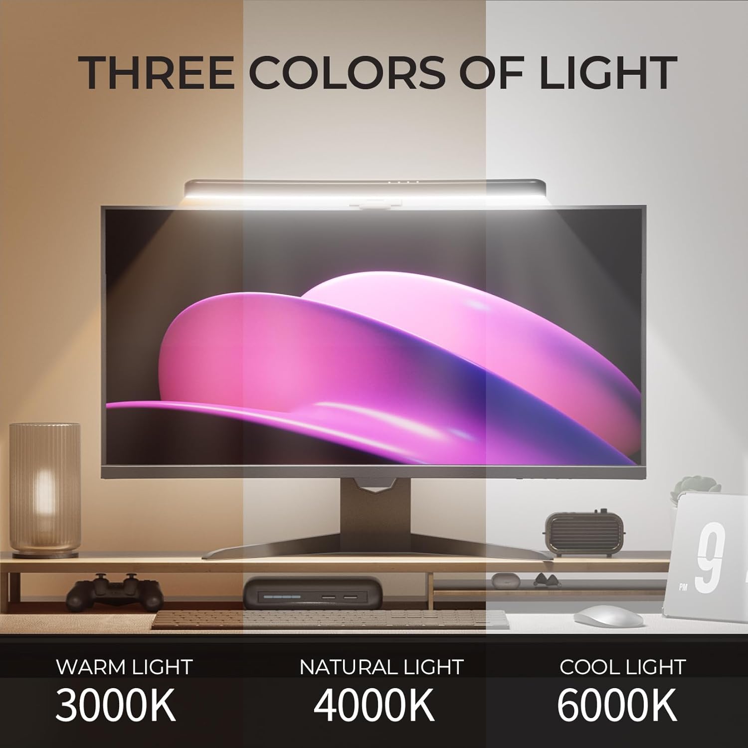 Gebogene Monitor-lichtleiste mit rgb-hintergrundbeleuchtung, augenschonende berühren-atmosphärenbeleuchtung für computerbildschirme zur dekoration von Spielen-räumen