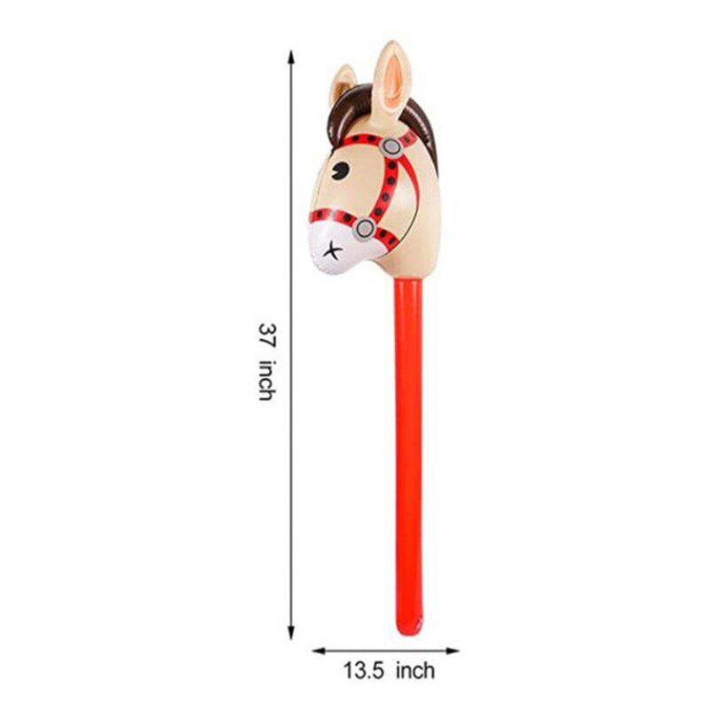 Inflatable Horse Heads Cowgirl Stick PVC Balloon Outdoor Educational Toys for Birthday 1Pc