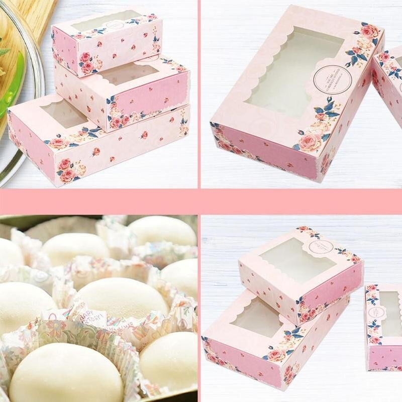 1pc multifunktions-kakor förpackningskartong godisfönster med tårtkopp bröllopslådor för 2/4/6- fester gör-det-själv-paket tårta cupcake pin ro  m0 r 7