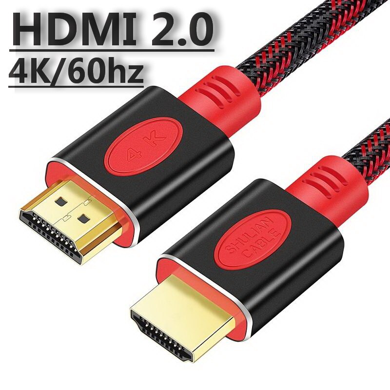 Shuliancable hdmi-kompatibelt kabel 2.0 4k 60hz 3d videokabel hdr splitter switcher til hd tv laptop  ps3 ps4 computer xbox: Rød sort / 5m
