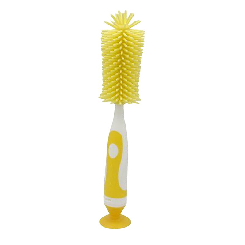 Silicone + PP Bottiglia di Bambino Pennelli Tettarelle Da Biberon Pennelli Beccuccio Del Tubo Tettarella Spugna Biberon Spazzola di Pulizia Multifunzionale: yellow