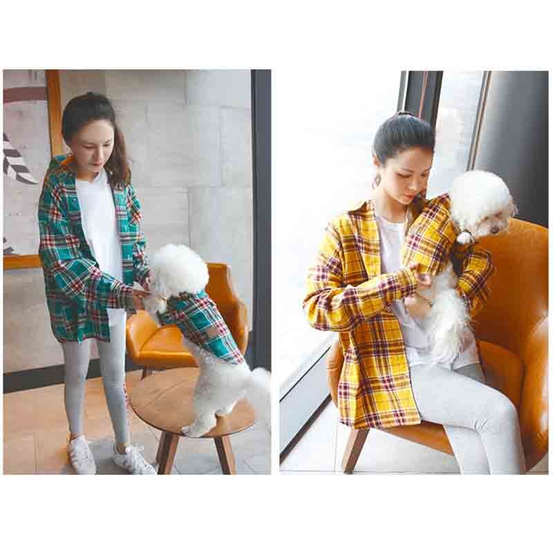 Ropa para padres e hijos, ropa para perros y gatos, ropa fina de verano para padres e hijos, camisa a cuadros, ropa para perros pequeños con bulldog Francés