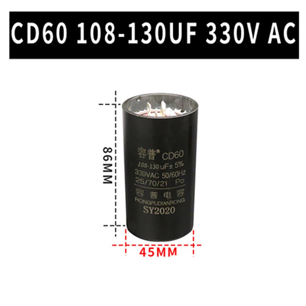 CD60 Motor Capacitor 145-175UF 161-193UF 189-227UF 216-259UF (plugs) AC330V 50/ 60HZ Fridge Compressor Start Capacitor