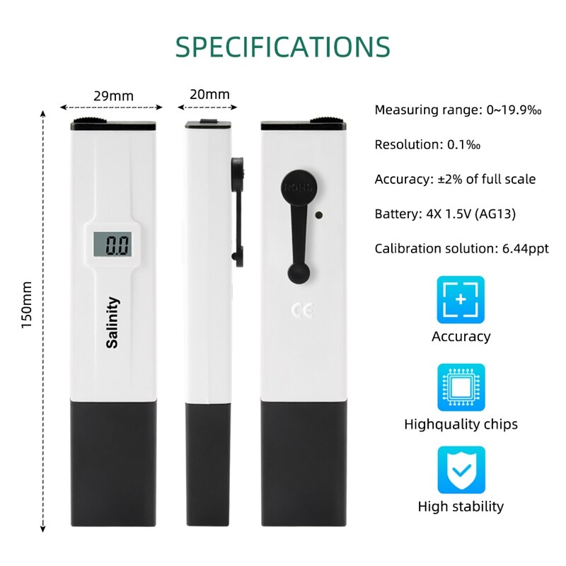 SA-9183 Salinity Meter Detector Food Processing Restaurant Breeding Test Pen High Precision Measuring Instrument