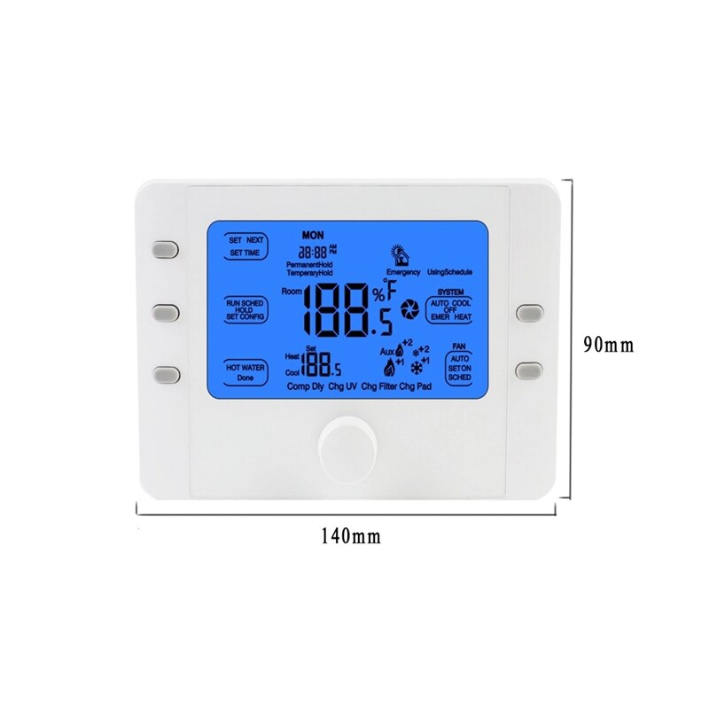 Hy818 Large Lcd Display Smart Programmable Home 24V Heat Pump Single/Multi Stage Digital Thermostat