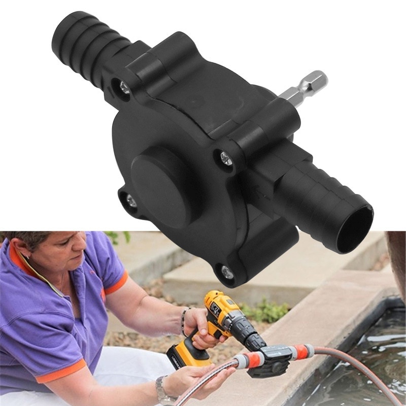 Portable Electric Drill Powered Water Pump Self-priming Transfer Oil Pumps for Fuel Liquid Transfer Hose Clamps Connectors Set