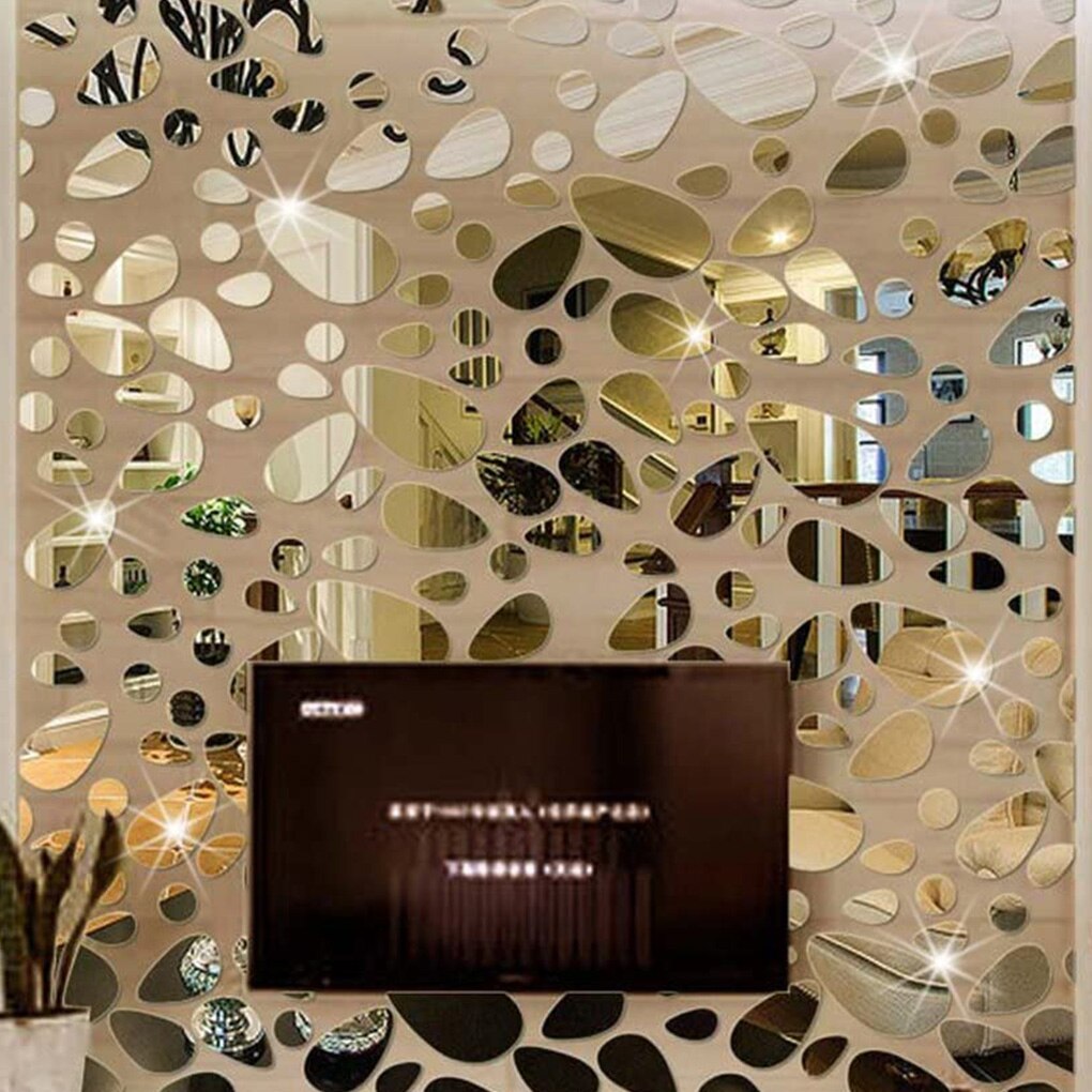 1set Self-Adhesive 3D Mirror Wall Sticker Removable Water Drops Living Room Bathroom Decal Art Wallpaper Home Decoration Sticker